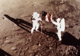 Neil Armstrong and Buzz Aldrin on the Moon Image